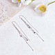 Rhodium Plated 925 Sterling Silver Leaf with Chain Tassel Dangle Earrings JE1042A-5