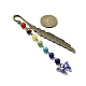 Marque-page pendentif en émail en alliage papillon avec perle de pierre précieuse chakra AJEW-JK00253-03-3