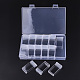 プラスチックビーズ収納ケース  フリップトップビーズ収納  シードビーズ収納ボックス  PPのプラスチック包装箱を使って  長方形  透明  24個入りコンテナ/箱  50x27x12mm  穴：9x10mm CON-R010-01D-2