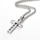 304 Stainless Steel Rolo Chain Cross Pendant Necklaces NJEW-JN01287-3