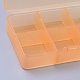 プラスチック箱  ビーズ保存容器  6のコンパートメント  長方形  オレンジ  8.5x5.8x2.1cm  コンパートメント：2.5x2.5センチメートル  6区画/ボックス X-CON-L009-12B-3