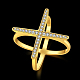 Латунные кольца крест-накрест с кубическим цирконием RJEW-BB39449-G-8-2