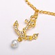 Golden Plated Anchor Alloy Grade A Rhinestone Anklets AJEW-AN00024-3