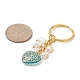 Porte-clés pendentif acrylique coeur enlacé en métal doré KEYC-JKC00478-2