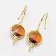 Golden Tone Brass Glass Earring Hooks KK-L117-G-2