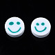 手作り樹脂粘土ビーズ  ジュエリー工芸用品のDIY用  笑顔とフラットラウンド  ライトシーグリーン  10x4~4.5mm  穴：1.8mm X-CLAY-N008-040C-2