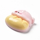 豚をテーマにした不透明樹脂デコデンカボション  ジュエリー作成用のかわいい豚の食べ物デコデンカボション  饅頭  レモンシフォン  22.5x23.5x8mm RESI-I057-A08-3