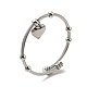 304 Stainless Steel Heart Charms Cuff Bangle BJEW-P283-07P-3