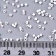 11/0グレードのベーキングペイントガラスシードビーズ  シリンダー  均一なシードビーズサイズ  不透明な色の虹  ホワイト  1.5x1mm  穴：0.5mm  約2000個/10g X-SEED-S030-0401-4