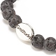 Bracelet extensible en pierre de lave naturelle avec mot en alliage perles de gratitude BJEW-JB08309-04-4