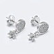 925 Sterling Silver Micro Pave Cubic Zirconia Pendants and Stud Earrings Components Sets STER-F045-02P-2