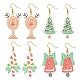 4 шт. рождественские латунные серьги-подвески для женщин EJEW-FS00055-1