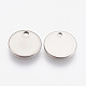 Couleur originale estampage breloques étiquette vierge 304 pendentifs ronds plats en acier inoxydable X-STAS-Q056-10mm-2