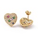 Colorful Cubic Zirconia Heart Stud Earring EJEW-C008-02G-2