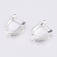 Brass Micro Pave Cubic Zirconia Hoop Earring Findings with Latch Back Closure ZIRC-K075-35P-2
