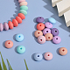 CHGCRAFT 180Pcs 6 Colors Rondelle Food Grade Eco-Friendly Silicone Abacus Beads SIL-CA0003-15-5