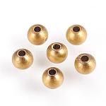 Brass Beads, Round, Brushed Antique Bronze, 4mm, Hole: 1mm