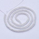 Chapelets de perles en verre nacré, nacré, ronde, blanc, taille: environ 3~4mm de diamètre, Trou: 1mm, environ220~230 pcs / brin