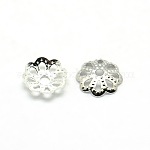 Messing Blume Perlenkappen, ausgefallene Perlenkappen, Platin Farbe, 6x1.5 mm, Bohrung: 1 mm