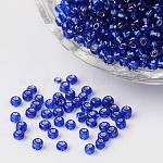 8/0 Glasperlen, Silber ausgekleidet Rundloch, Runde, Blau, 3 mm, Bohrung: 1 mm, ca. 1097 Stk. / 50 g