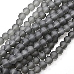 Chapelets de perles en verre transparent, mat, ronde, grises , 10mm, Trou: 1.3~1.6mm, Environ 80 pcs/chapelet, 31.4 pouce