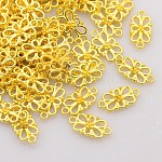 Tibetan Style Links connectors, Flower, Lead Free and Cadmium Free, Golden, 16x8x3.5mm, Hole: 1.5mm