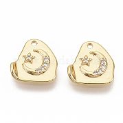 Brass Micro Pave Clear Cubic Zirconia Charms KK-T051-06G-NF