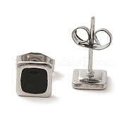 Квадратные серьги-гвоздики из нержавеющей стали 304 EJEW-C114-06P-01