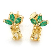 Серьга-гвоздик из латуни с кубическим цирконием EJEW-O106-03G