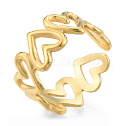 Ion Plating(IP) 304 Stainless Steel Hollow Heart Cuff Rings RJEW-N038-124LG