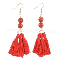 Natural Red Agate Wine Glass Charms, with Brass Wine Glass Charm Rings Hoop  Earrings, Silver Color Plated, 30mm