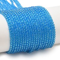 ガラスビーズ連売り  多面カット  ラウンド  藤紫色  2x2mm  穴：0.4mm  約183~187個/連  13.38
