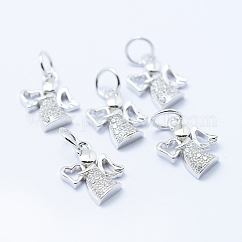 Messing Mikro ebnen Zirkonia Charme, Engel, Bleifrei und Nickel frei und Cadmiumfrei, Platin Farbe, 12x9.5x2 mm, Bohrung: 3.5 mm