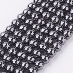 Filo magnetico perline di ematite sintetico, tondo, 6mm, Foro: 1 mm, circa 68pcs/filo, 16.2 pollice