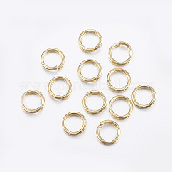 Anillos de salto abiertos de acero inoxidable 304, redondo, real 18k chapado en oro, 20 diámetro, 4x0.8mm, diámetro interior: 2.4 mm