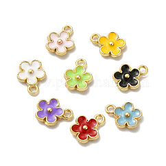 Emaille-Pandants aus Legierung, Bleifrei und cadmium frei, Licht Gold, Blumencharme, Mischfarbe, 10x8x2.5 mm, Bohrung: 1.4 mm