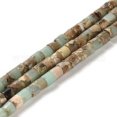 Chapelets de perles en jaspe aqua terra naturel, jaspe d'impression, colonne, 4x4mm, Trou: 0.9mm, Environ 100 pcs/chapelet, 15.94 pouce (40.5 cm)