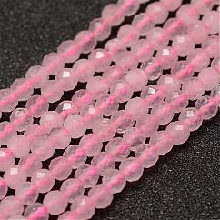 天然石ローズクォーツビーズ連売り  多面カット  ラウンド  3mm  穴：0.5~0.6mm  約120個/連  15.3~15.7インチ（39~40cm）