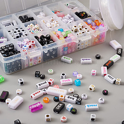 Наборы для изготовления эластичных браслетов с алфавитом своими руками&nbsp;DIY-PJ0001-08