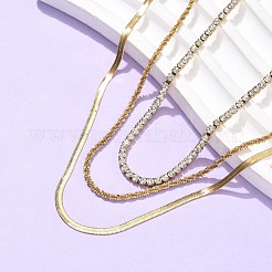 Женские колье из нержавеющей стали 304 с кристаллами и стразами в один слой NJEW-C083-04G