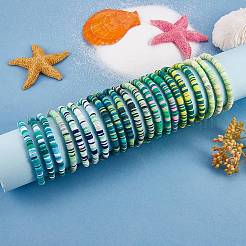 Handgefertigte Heishi-Surfer-Stretcharmbänder aus Fimo&nbsp;BJEW-SW00099-04