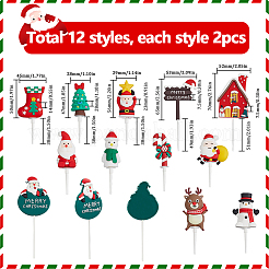 24 Stück 12 Stile Weihnachtskuchenaufsätze aus Kunststoff&nbsp;AJEW-SC0003-53B