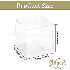 透明なプラスチック製のペットボックスのギフト包装  防水折りたたみカートン  キューブ  透明  9x9x9cm&nbsp;CON-WH0052-9x9cm
