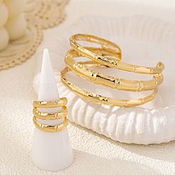 Комплект из браслета-манжеты и колец-манжет из сплава бамбукового соединения FS-WG990BE-01