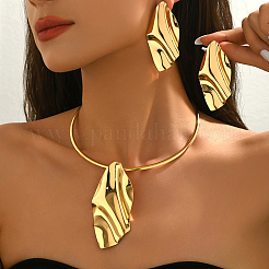 Комплекты из колье и серег-гвоздиков с подвеской в виде железного листа для женщин HA2719