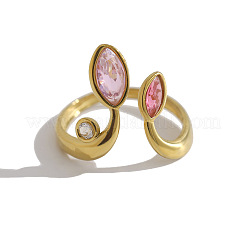 Offene Manschettenringe aus Edelstahl 304 mit Zirkonia-Pavé für Damen&nbsp;WG12F09-02