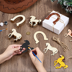 DIY unfertige leere hölzerne Pferde-/Hufeisenanhänger&nbsp;WOOD-PH0034-17
