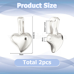 2 шт. 925 подвески в форме сердца из стерлингового серебра с родиевым покрытием STER-HS0001-06P