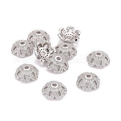 Tappi di perline in zirconia cubica con micro pavé in ottone a fiore 6 petalo ecologico&nbsp;X-ZIRC-M098-01P-FF