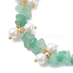 Браслеты из натурального зеленого авантюрина с бусинами для женщин&nbsp;BJEW-JB12301-01
